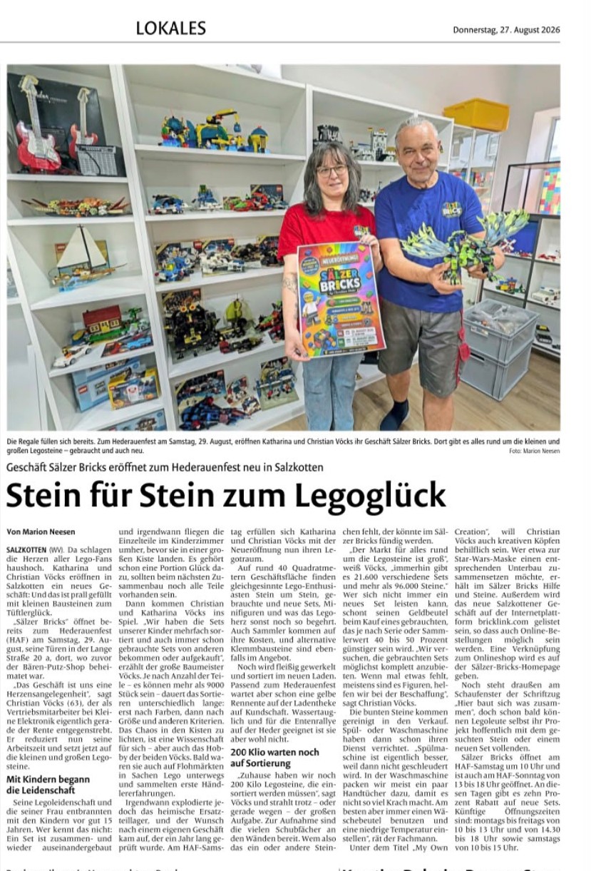Zeitungsbericht: Stein für Stein zum Legoglück